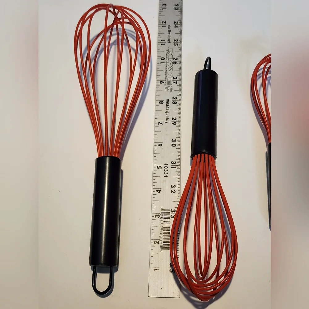 New Silicone Whisk Set Non Scratch Stainless Steel Heat Resistant 3‎ Piece TEEVA